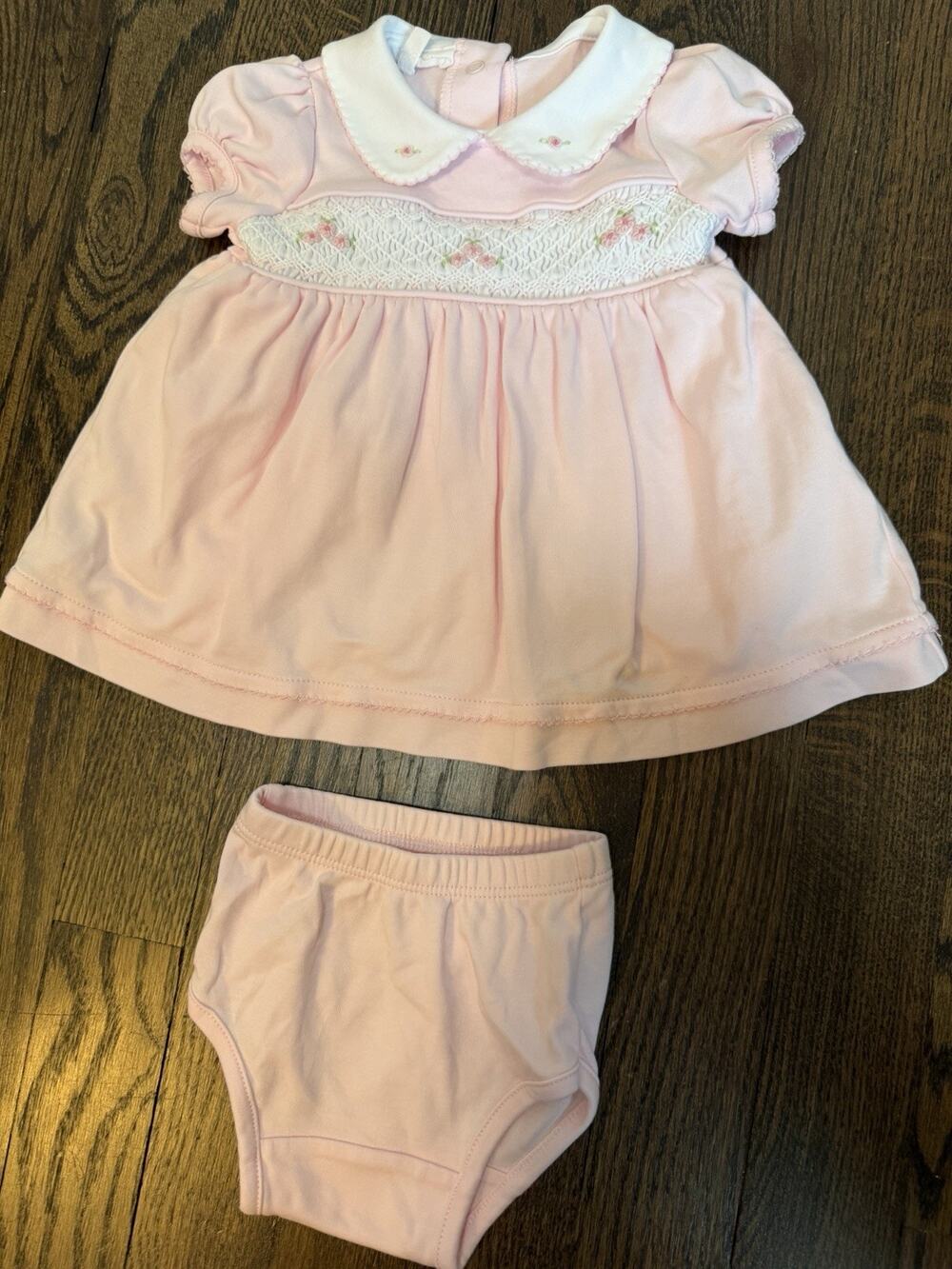 Magnolia Baby Smocked Sz Newborn Smocked Diaper Set Baby girl Pima Cotton NEW
